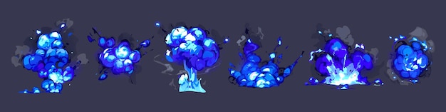 Blue fire explosie ui animatie sprite vector set