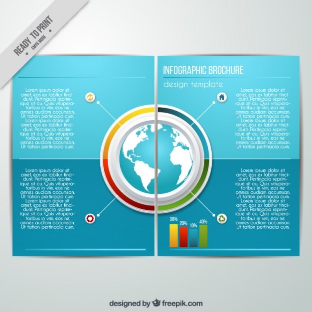 Gratis vector blue infographic brochure