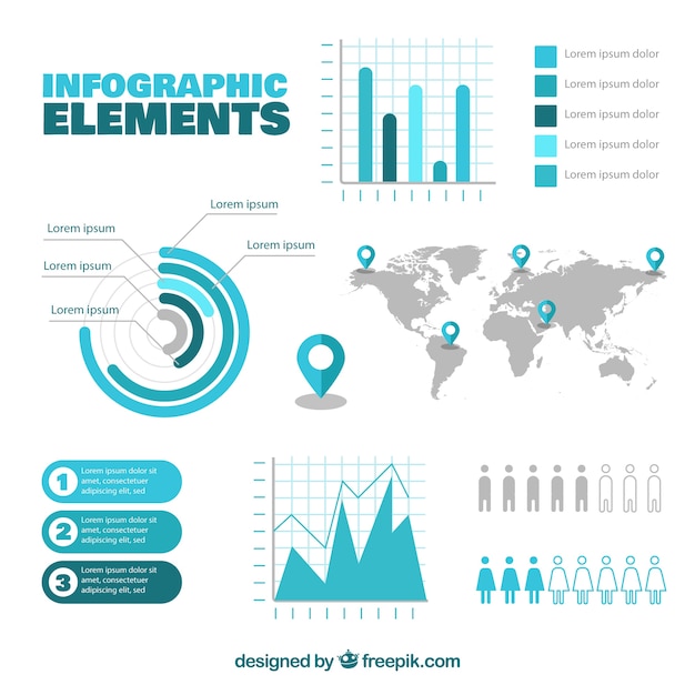 Gratis vector blue infographic elementen collectie