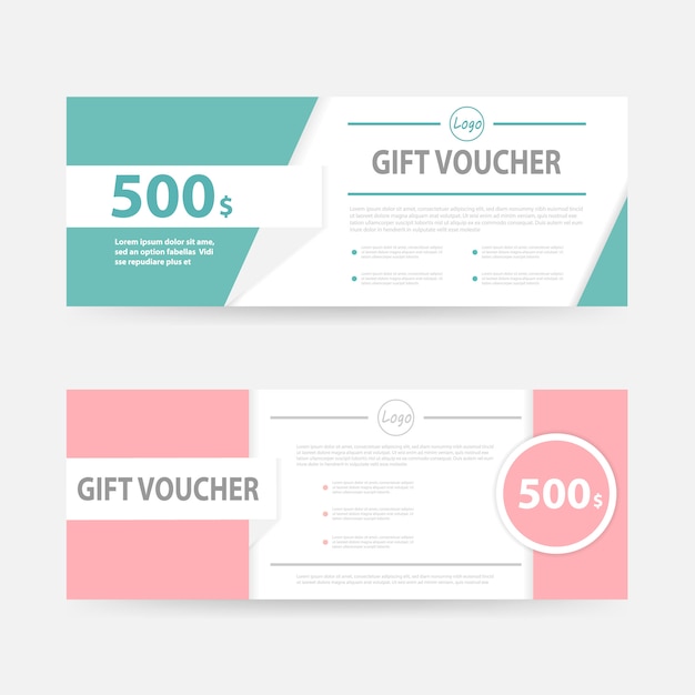 Blue pink gift voucher sjabloon met patroon