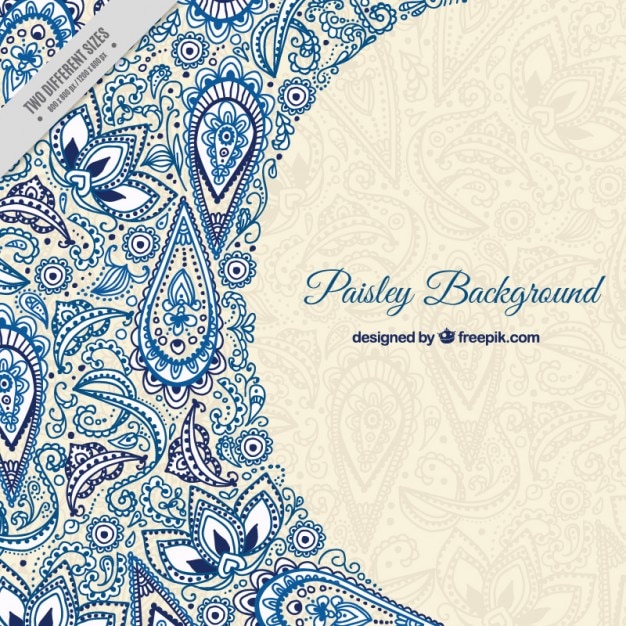 Blue schetsen bloemen paisley achtergrond