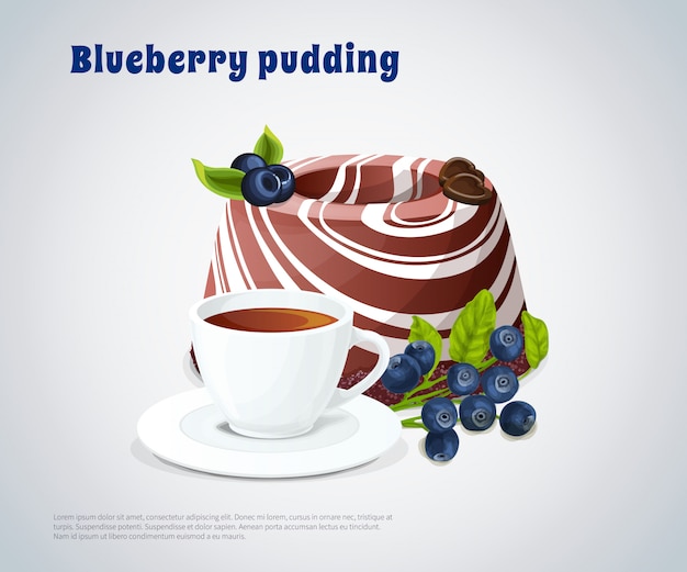 Blueberry pudding illustratie