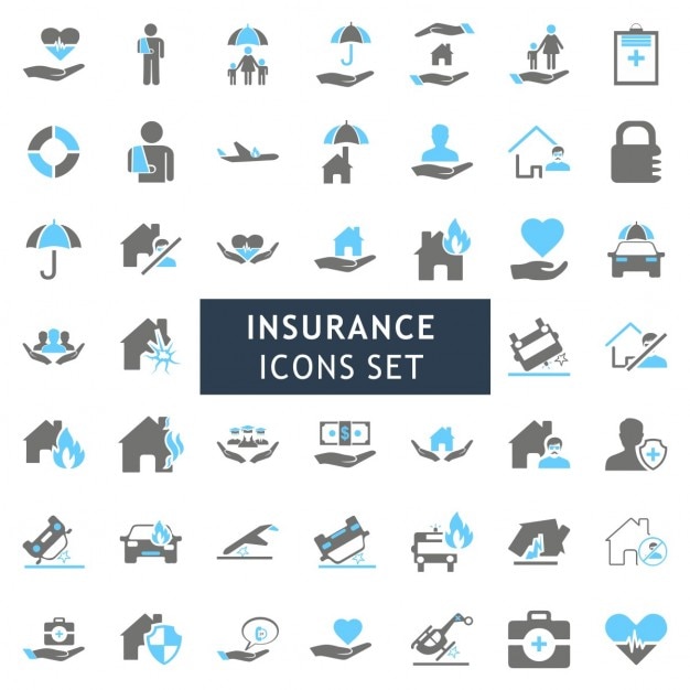 Blur en gray kleurrijke insurance icon set