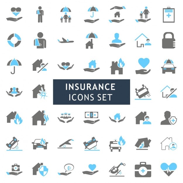 Blur en Gray kleurrijke Insurance Icon set