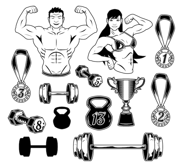 Gratis vector bodybuilding set