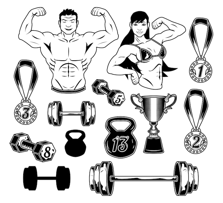 Gratis Vector bodybuilding set