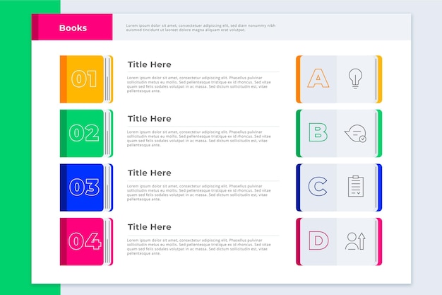 Boek infographics sjabloon