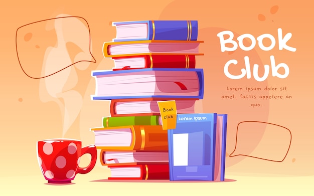 Gratis vector boekenclub cartoon stijl banner