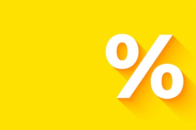 Boekhoudkundig percentage pictogram gele achtergrond voor het bedrijfsleven