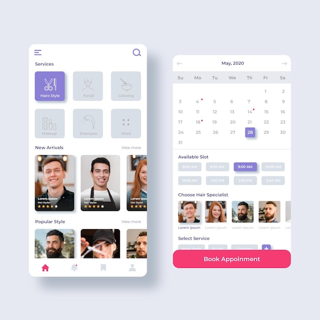 Gratis vector boekingsapp voor schoonheidssalon