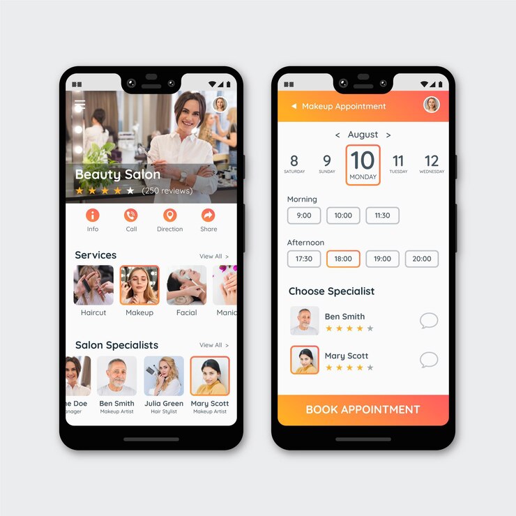 Gratis Vector boekingsapp voor schoonheidssalon