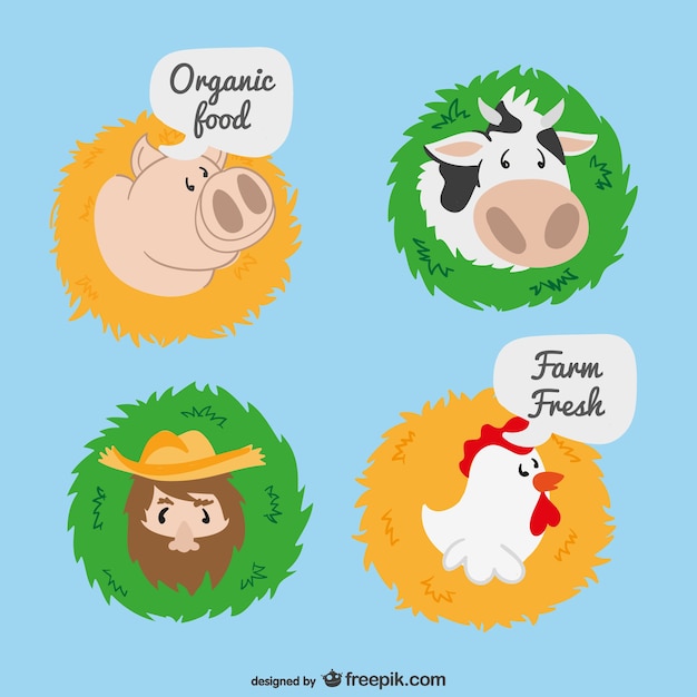 Gratis vector boerderij cartoon labels