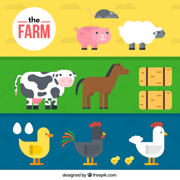 Gratis vector boerderij dieren collectie