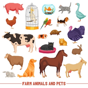 Boerderij dieren en huisdieren set