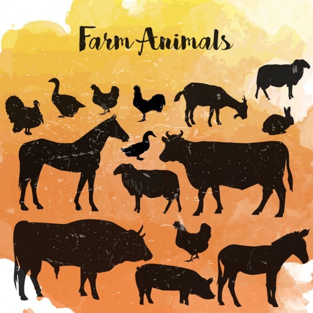 Gratis vector boerderij dieren silhouet