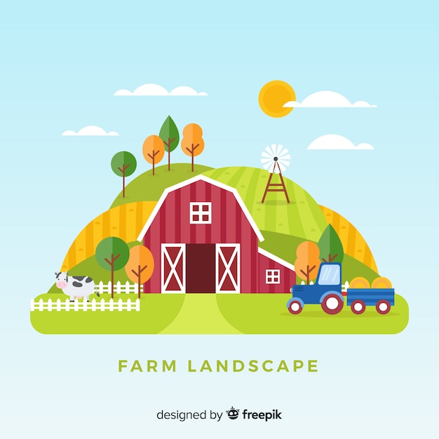 Gratis vector boerderij landschap