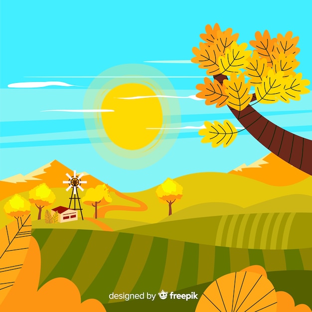 Gratis vector boerderij landschap