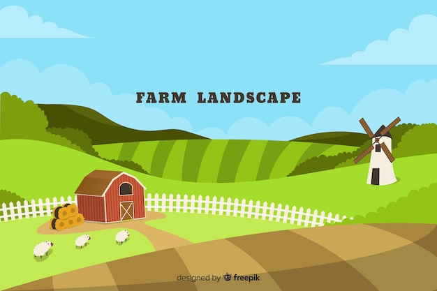 Gratis vector boerderij landschap