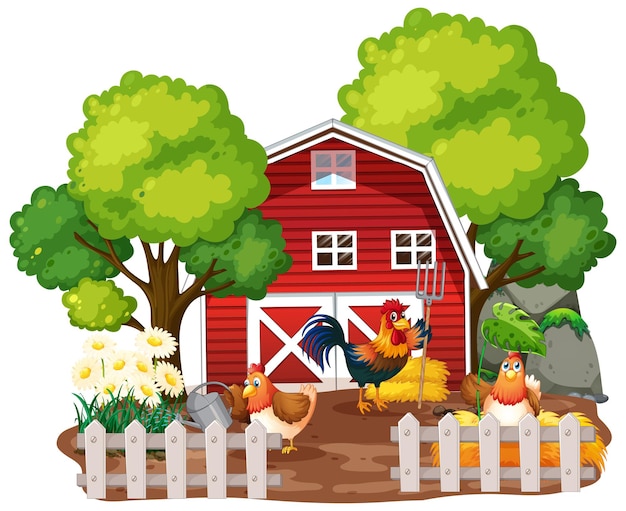 Gratis vector boerderij thema achtergrond met boerderijdieren