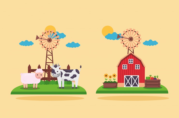 Gratis Vector boerderij verse cartoon