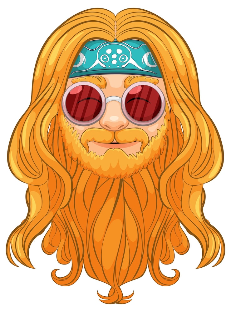 Gratis Vector bohemische stijl bearded character illustratie