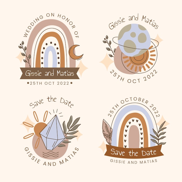 Boho-ontwerpbadges voor bruiloften