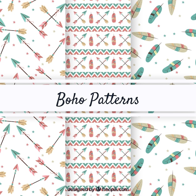 Boho patrooncollectie met plat ontwerp