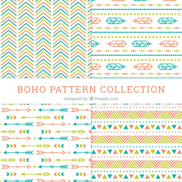 Boho patrooncollectie met plat ontwerp