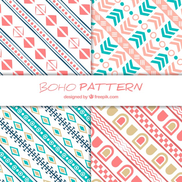 Boho patrooncollectie met plat ontwerp