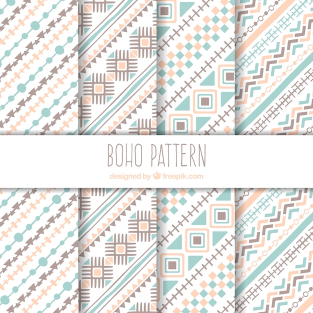 Boho patrooncollectie met plat ontwerp