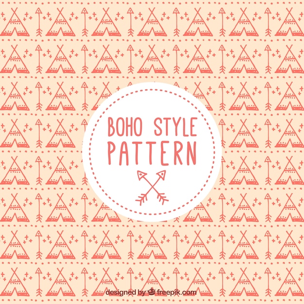 Gratis vector boho-stijl patroon met tenten