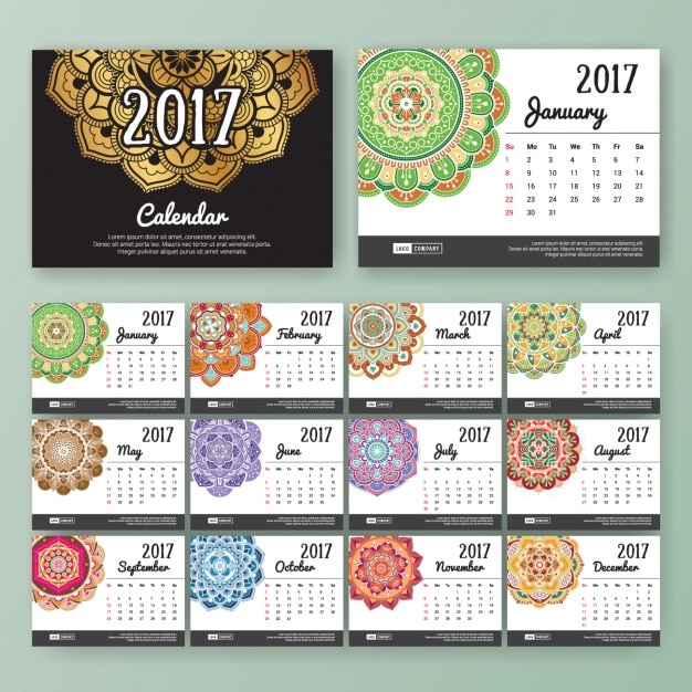 Boho stijlkalender ontwerp