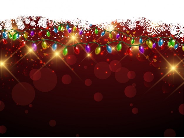 Gratis vector bokeh kerst achtergrond met verlichting