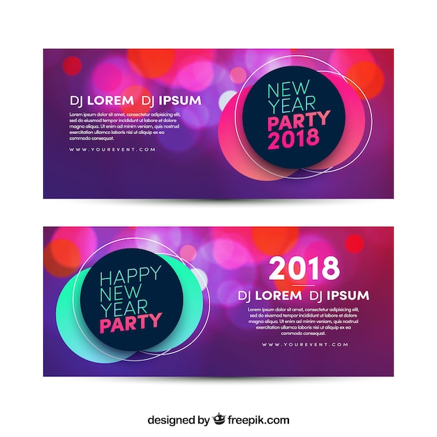 Bokeh nieuw jaar 2018 feestbanners