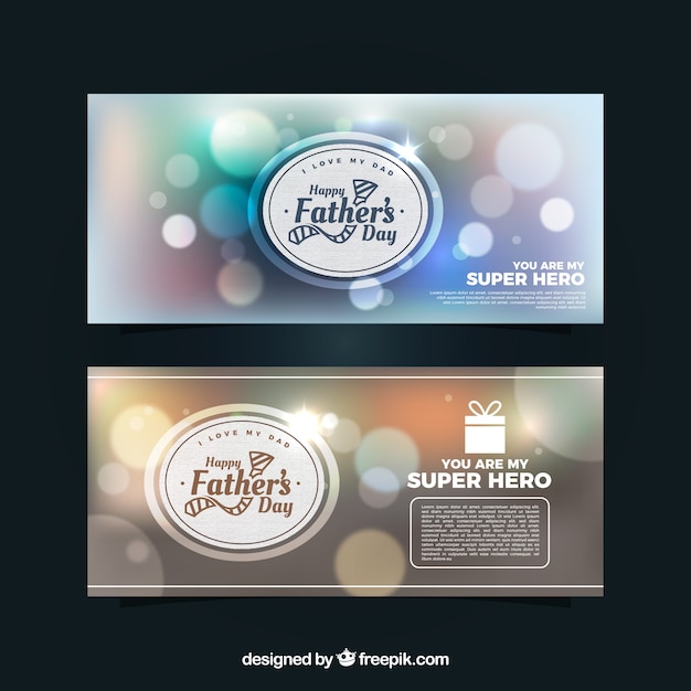 Gratis vector bokeh vaders dag banners