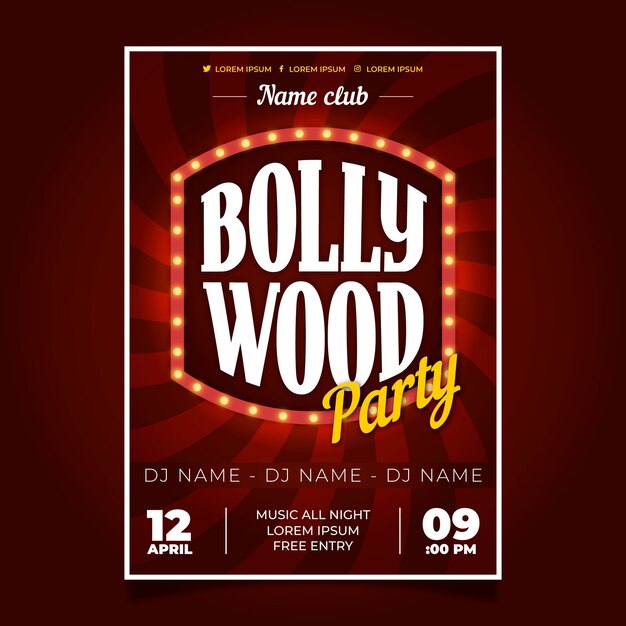 Bollywood indian party flyer uitnodiging