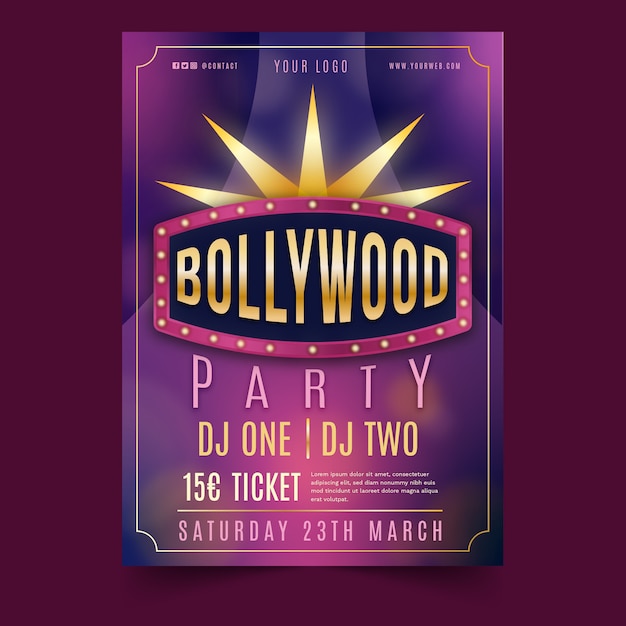 Gratis vector bollywood partij poster sjabloon