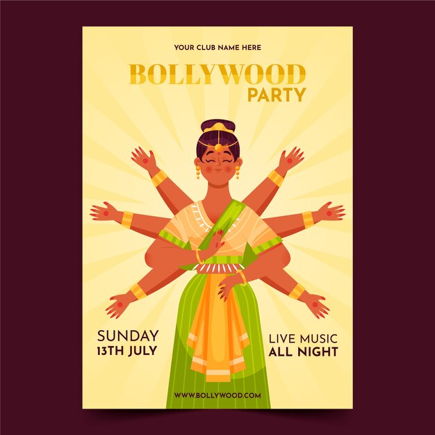 Bollywood partij poster sjabloon