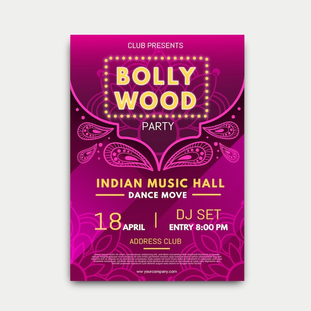 Bollywood party poster met mandala sjabloon