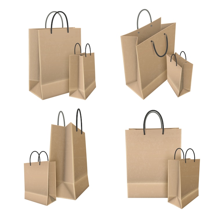 Gratis Vector boodschappentassen uit ambachtelijke papierset