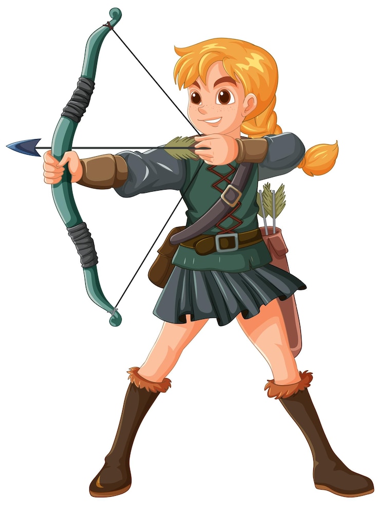 Gratis Vector boogschutter vrouw klaar om te schieten