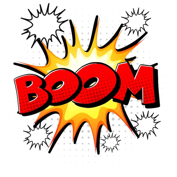 Gratis Vector boom retro komische tekstballon en effect in pop-artstijl