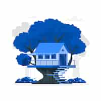 Gratis vector boomhut concept illustratie