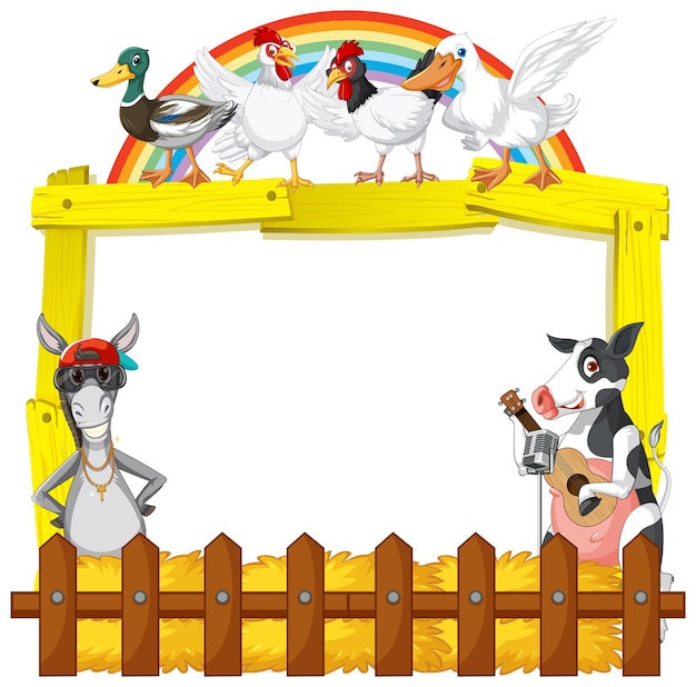 Gratis vector bord met dierenboerderij op witte achtergrond