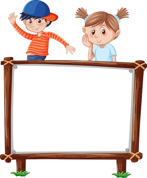 Gratis vector bordsjabloon met blije kinderen