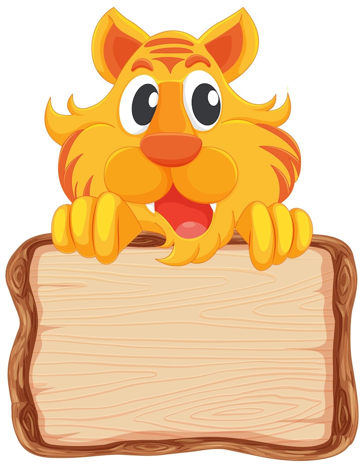 Gratis Vector bordsjabloon met schattige tijger op witte achtergrond