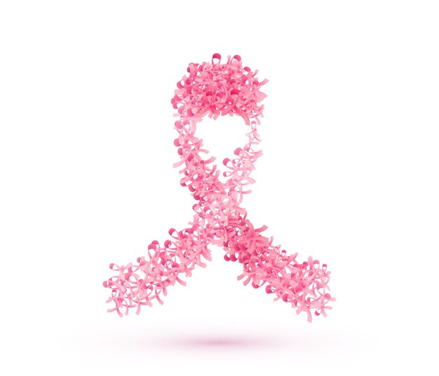 borstkanker lint. Grote roze strik bestaat uit kleine geïsoleerde banden