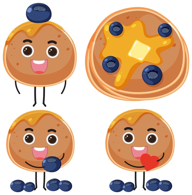 Gratis vector bosbessen pannenkoek elementen set