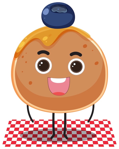 Gratis vector bosbessenpannenkoek stripfiguur