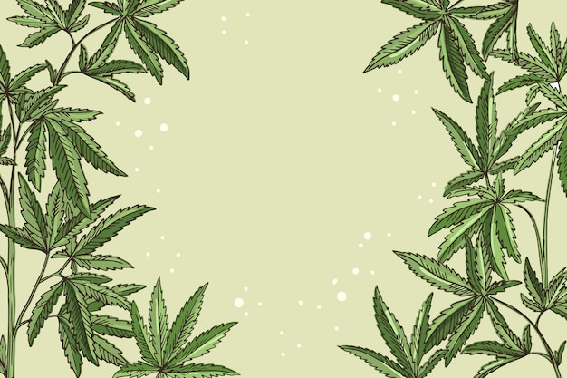 Gratis vector botanisch cannabisbladbehang met lege ruimte